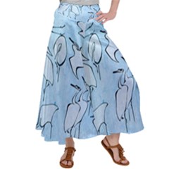 Katsushika Hokusai, Egrets From Quick Lessons In Simplified Drawing Satin Palazzo Pants by Valentinaart