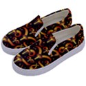 Stylised Horns Black Pattern Kids  Canvas Slip Ons View2