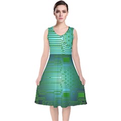 Board Conductors Circuits V-neck Midi Sleeveless Dress  by HermanTelo