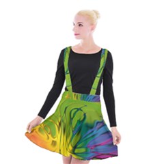 Abstract Pattern Lines Wave Suspender Skater Skirt by HermanTelo