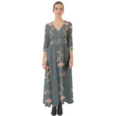 Florets Rose Flower Button Up Boho Maxi Dress by HermanTelo