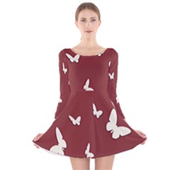 Heart Love Butterflies Animal Long Sleeve Velvet Skater Dress by HermanTelo