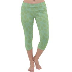 Leaves - Light Green Capri Yoga Leggings by WensdaiAmbrose