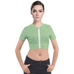 Leaves - Light Green Short Sleeve Cropped Jacket by WensdaiAmbrose