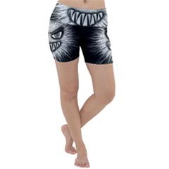 Monster Black White Eyes Lightweight Velour Yoga Shorts by HermanTelo
