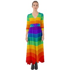 Rainbow Background Colorful Button Up Boho Maxi Dress by HermanTelo