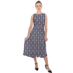 Seamless Pattern Background Fleu Midi Tie-back Chiffon Dress by HermanTelo