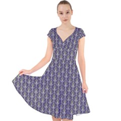 Seamless Pattern Background Fleu Cap Sleeve Front Wrap Midi Dress by HermanTelo