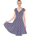 Seamless Pattern Background Fleu Cap Sleeve Front Wrap Midi Dress View1