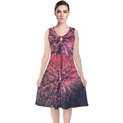 Abstract Background Wallpaper Space V-neck Midi Sleeveless Dress  by HermanTelo