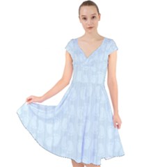 Footprints Pattern Paper Scrapbooking Blue Cap Sleeve Front Wrap Midi Dress by HermanTelo