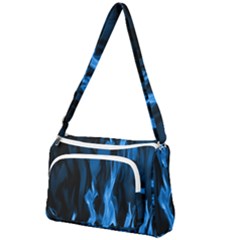 Smoke Flame Abstract Blue Front Pocket Crossbody Bag by HermanTelo
