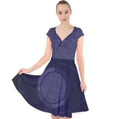 Technology Eye Cap Sleeve Front Wrap Midi Dress by HermanTelo