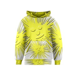Smilie Sun Emoticon Yellow Cheeky Kids  Pullover Hoodie by HermanTelo