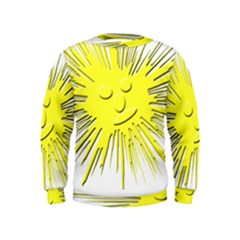 Smilie Sun Emoticon Yellow Cheeky Kids  Sweatshirt by HermanTelo