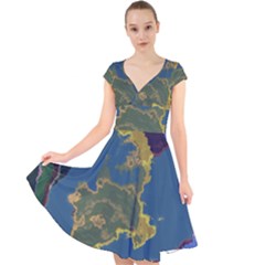 Map Geography World Cap Sleeve Front Wrap Midi Dress by HermanTelo