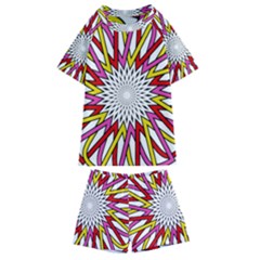 Sun Abstract Mandala Kids  Swim Tee And Shorts Set by HermanTelo