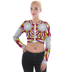 Sun Abstract Mandala Long Sleeve Cropped Velvet Jacket by HermanTelo