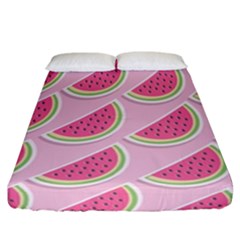 Melons Pattern Food Fruits Melon Fitted Sheet (california King Size) by Pakrebo
