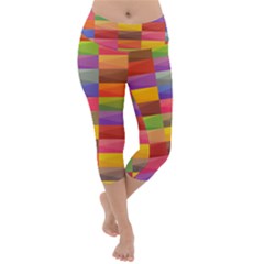 Abstract Background Geometric Lightweight Velour Capri Yoga Leggings by Mariart