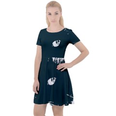 Cat Nature Design Animal Skin Black Cap Sleeve Velour Dress  by HermanTelo