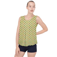 Hexagonal Pattern Unidirectional Yellow Bubble Hem Chiffon Tank Top by HermanTelo