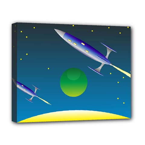 Rocket Spaceship Space Deluxe Canvas 20  X 16  (stretched) by HermanTelo
