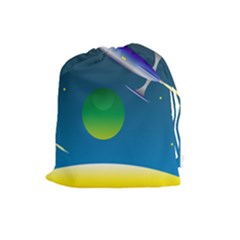 Rocket Spaceship Space Drawstring Pouch (large) by HermanTelo