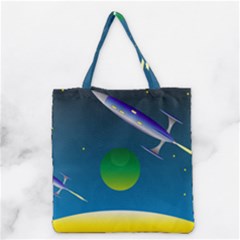 Rocket Spaceship Space Grocery Tote Bag by HermanTelo