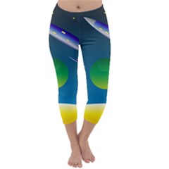 Rocket Spaceship Space Capri Winter Leggings  by HermanTelo