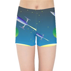 Rocket Spaceship Space Kids  Sports Shorts by HermanTelo