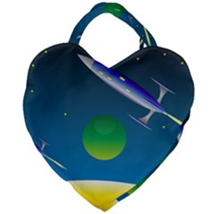 Rocket Spaceship Space Giant Heart Shaped Tote by HermanTelo