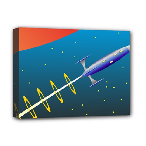 Rocket Spaceship Space Galaxy Deluxe Canvas 16  X 12  (stretched)  by HermanTelo