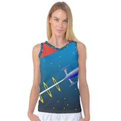 Rocket Spaceship Space Galaxy Women s Basketball Tank Top by HermanTelo