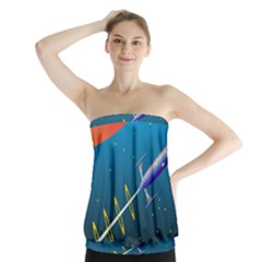 Rocket Spaceship Space Galaxy Strapless Top by HermanTelo