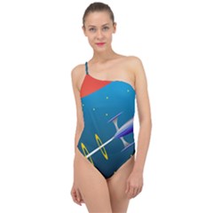 Rocket Spaceship Space Galaxy Classic One Shoulder Swimsuit by HermanTelo
