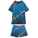 Rocket Spaceship Space Galaxy Kids  Swim Tee and Shorts Set View1