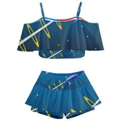 Rocket Spaceship Space Galaxy Kids  Off Shoulder Skirt Bikini by HermanTelo