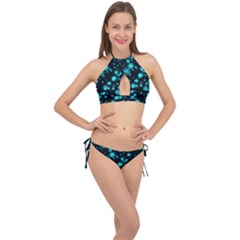 Background Black Blur Colorful Cross Front Halter Bikini Set by Pakrebo