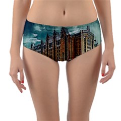 Architecture City Building Travel Reversible Mid-waist Bikini Bottoms by Pakrebo