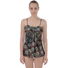 Bird Peacock Tail Feathers Babydoll Tankini Set by Pakrebo