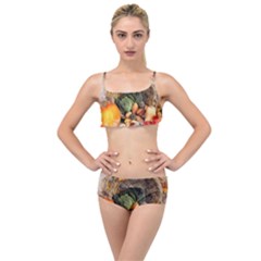 Pumpkin Vegetables Autumn Layered Top Bikini Set by Pakrebo