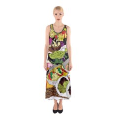 Eat Food Background Art Color Sleeveless Maxi Dress by Pakrebo