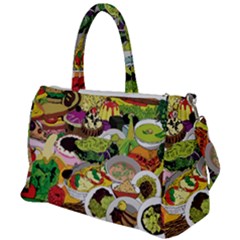 Eat Food Background Art Color Duffel Travel Bag by Pakrebo