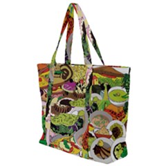 Eat Food Background Art Color Zip Up Canvas Bag by Pakrebo