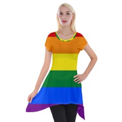 Lgbt Rainbow Pride Flag Short Sleeve Side Drop Tunic by lgbtnation