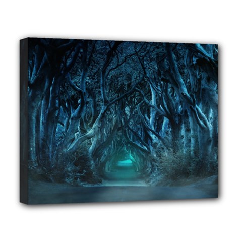 Trees Road Moonlight Avenue Deluxe Canvas 20  X 16  (stretched) by Nexatart