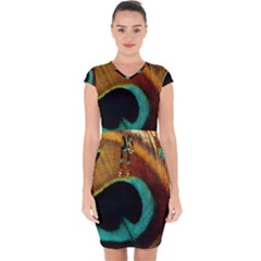 Feather Peacock Feather Peacock Capsleeve Drawstring Dress  by Nexatart