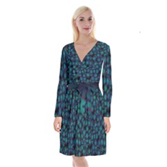 Background Abstract Textile Design Long Sleeve Velvet Front Wrap Dress by HermanTelo