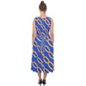Blue Abstract Links Background Midi Tie-Back Chiffon Dress View2